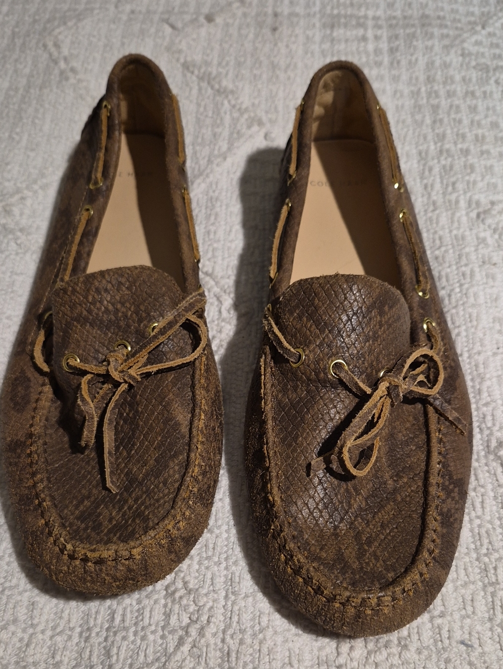 Cole Haan Grant Python Leather Driving Moccasins Snakeskin Loafers Size 9.